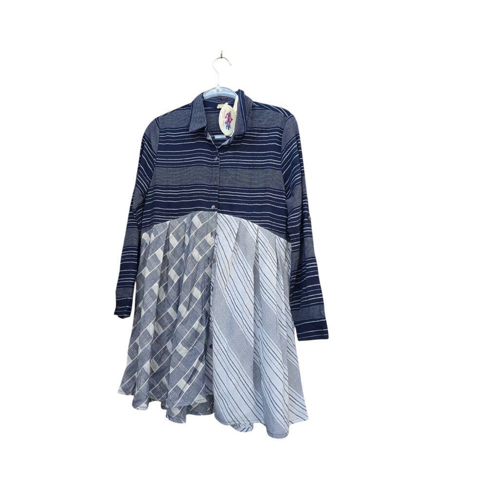 Babydoll 100% cotton layering Mix Fabric Shirt Swing Mix Pattern Dress S